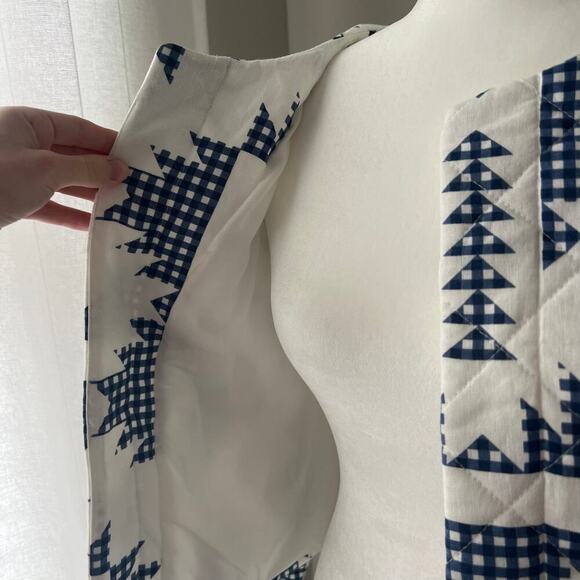 Caroline Constas Quilted Jacket NEW gloucester print linen blend - Picture 3 of 6